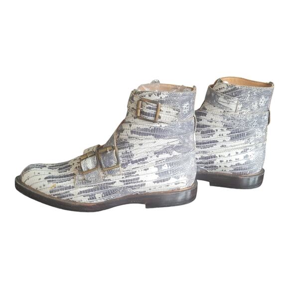 John Fluevog Modvogs Darin Boots Snake Print Leather Buckle Booties Women's US 6 - Picture 4 of 12